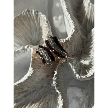 925 Sterling Silver Rose Gold Plated Cz Ring Size 7