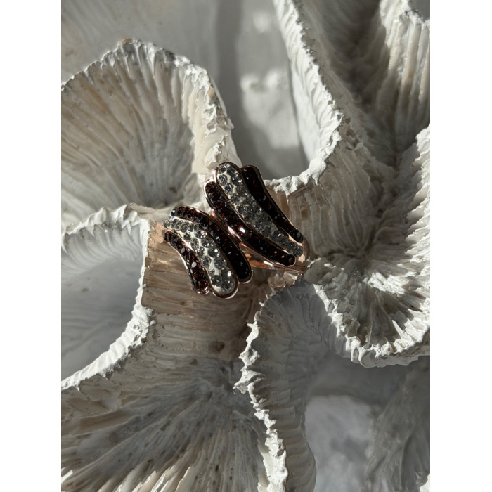 925 Sterling Silver Rose Gold Plated Cz Ring Size 7