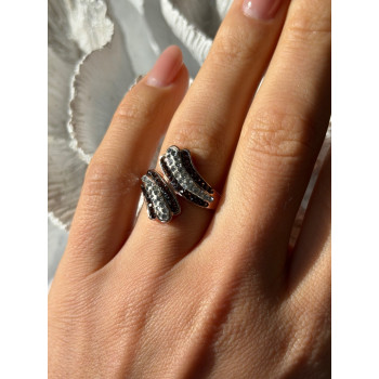 925 Sterling Silver Rose Gold Plated Cz Ring Size 7