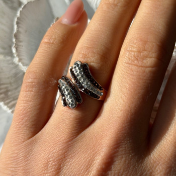 925 Sterling Silver Rose Gold Plated Cz Ring Size 7