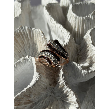 925 Sterling Silver Rose Gold Plated Cz Ring Size 7