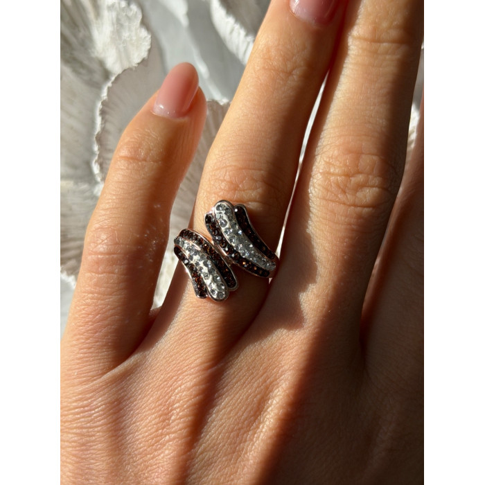 925 Sterling Silver Rose Gold Plated Cz Ring Size 7