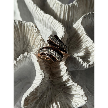 925 Sterling Silver Rose Gold Plated Cz Ring Size 7