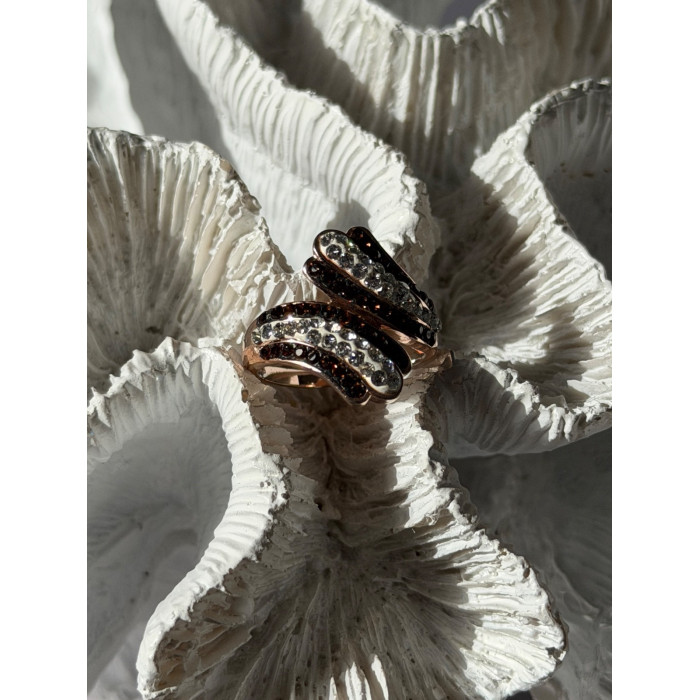 925 Sterling Silver Rose Gold Plated Cz Ring Size 7