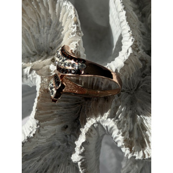 925 Sterling Silver Rose Gold Plated Cz Ring Size 7