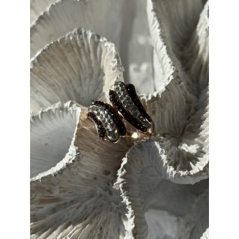 925 Sterling Silver Rose Gold Plated Cz Ring Size 7