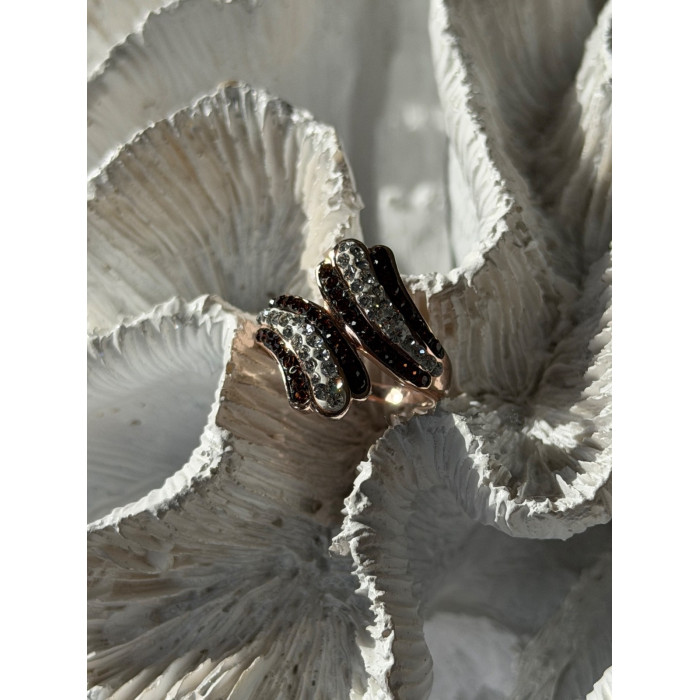 925 Sterling Silver Rose Gold Plated Cz Ring Size 7