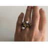 925 Sterling Blackened Silver Citrine, Peridot and Pearls Ring Size 7