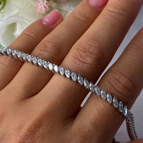 Elegant 925 Sterling Silver CZ Bracelet Length 7.5 Inch