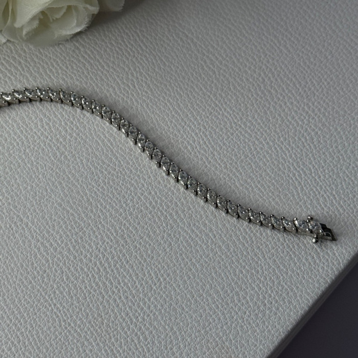 Elegant 925 Sterling Silver CZ Bracelet Length 7.5 Inch