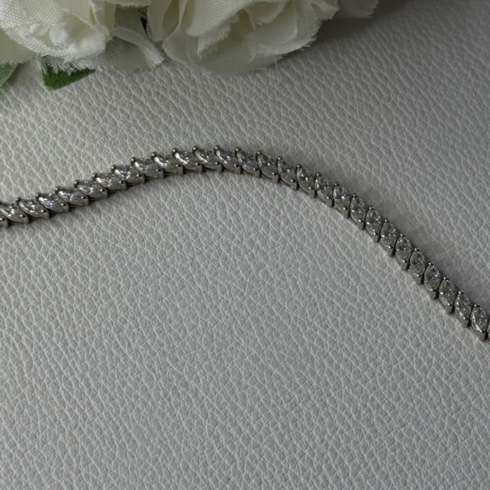 Elegant 925 Sterling Silver CZ Bracelet Length 7.5 Inch