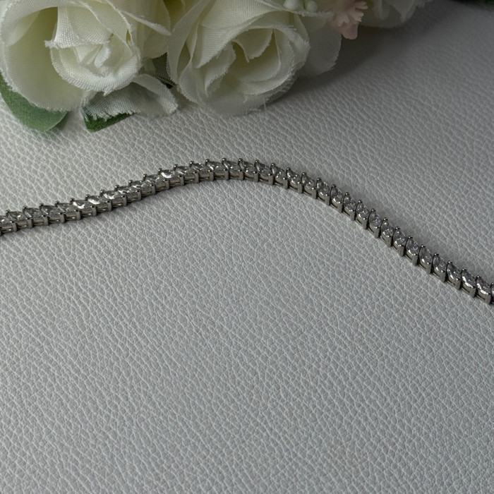 Elegant 925 Sterling Silver CZ Bracelet Length 7.5 Inch