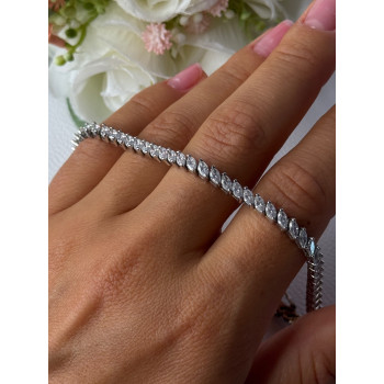 Elegant 925 Sterling Silver CZ Bracelet Length 7.5 Inch