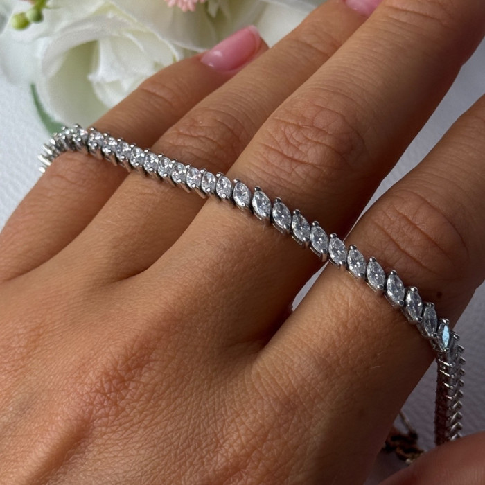 Elegant 925 Sterling Silver CZ Bracelet Length 7.5 Inch