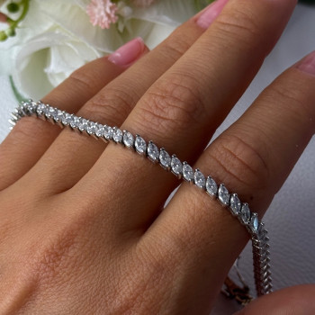 Elegant 925 Sterling Silver CZ Bracelet Length 7.5 Inch