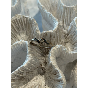 925 Sterling Silver White & Blue Topaz Ring Size 7