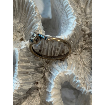 925 Sterling Silver White & Blue Topaz Ring Size 7