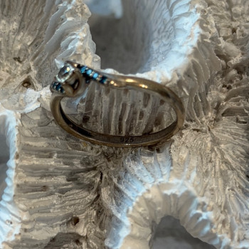 925 Sterling Silver White & Blue Topaz Ring Size 7
