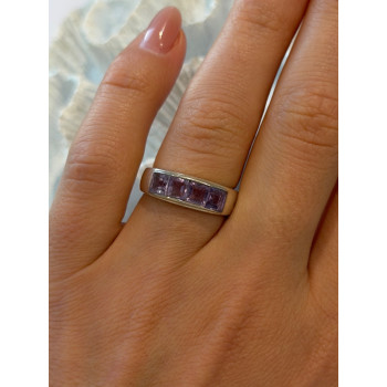 925 Sterling Silver Amethyst Ring Size 7