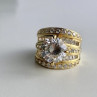 925 Sterling Silver Gold Plated CZ Ring Size 6.5