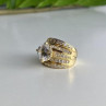 925 Sterling Silver Gold Plated CZ Ring Size 6.5