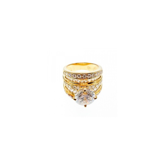 925 Sterling Silver Gold Plated CZ Ring Size 6.5