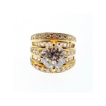 925 Sterling Silver Gold Plated CZ Ring Size 6.5