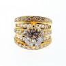 925 Sterling Silver Gold Plated CZ Ring Size 6.5