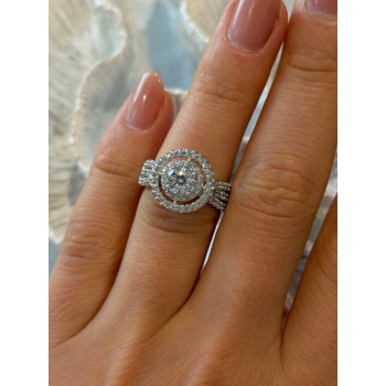 Beautiful 925 Sterling Silver Cz Ring Size 6