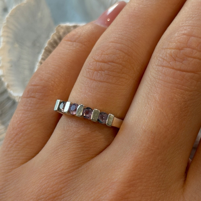 925 Sterling Silver Amethyst Ring Size 7