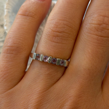 925 Sterling Silver Amethyst Ring Size 7