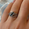 Jwbr 925 Sterling Silver Black & White Diamond Ring Size 7