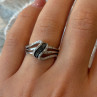 Jwbr 925 Sterling Silver Black & White Diamond Ring Size 7