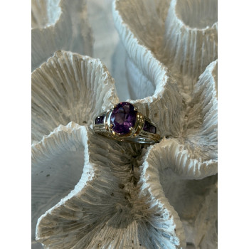 Beautiful 925 Sterling Silver Amethyst Ring Size 6