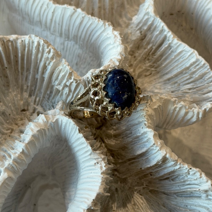 Vintage 925 Sterling Silver Sodalite Ring Size 5.5
