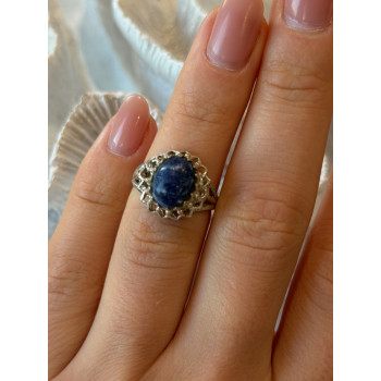 Vintage 925 Sterling Silver Sodalite Ring Size 5.5