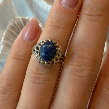 Vintage 925 Sterling Silver Sodalite Ring Size 5.5