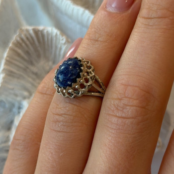 Vintage 925 Sterling Silver Sodalite Ring Size 5.5