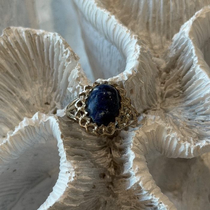 Vintage 925 Sterling Silver Sodalite Ring Size 5.5