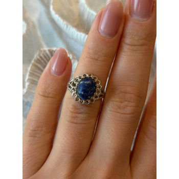 Vintage 925 Sterling Silver Sodalite Ring Size 5.5