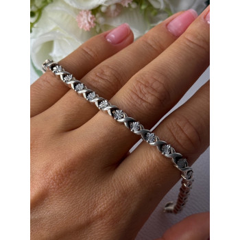 Classy 925 Sterling Silver Diamonds Bracelet Length 6.5 Inch