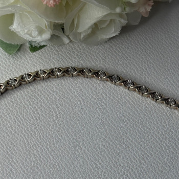 Classy 925 Sterling Silver Diamonds Bracelet Length 6.5 Inch