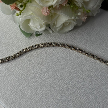 Classy 925 Sterling Silver Diamonds Bracelet Length 6.5 Inch