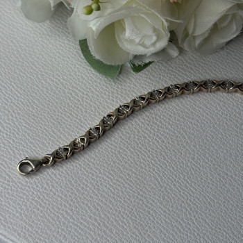 Classy 925 Sterling Silver Diamonds Bracelet Length 6.5 Inch