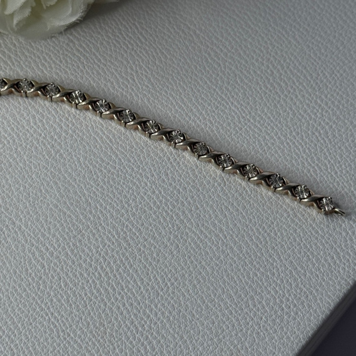 Classy 925 Sterling Silver Diamonds Bracelet Length 6.5 Inch