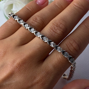 Classy 925 Sterling Silver Diamonds Bracelet Length 6.5 Inch
