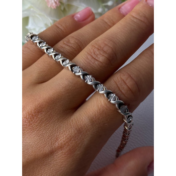 Classy 925 Sterling Silver Diamonds Bracelet Length 6.5 Inch