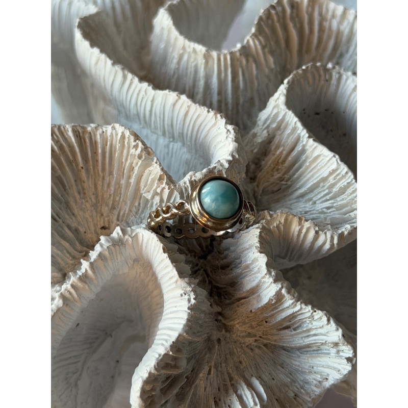 925 Sterling Silver Larimar Ring Size 7