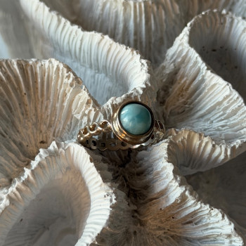 925 Sterling Silver Larimar Ring Size 7