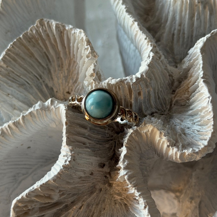 925 Sterling Silver Larimar Ring Size 7